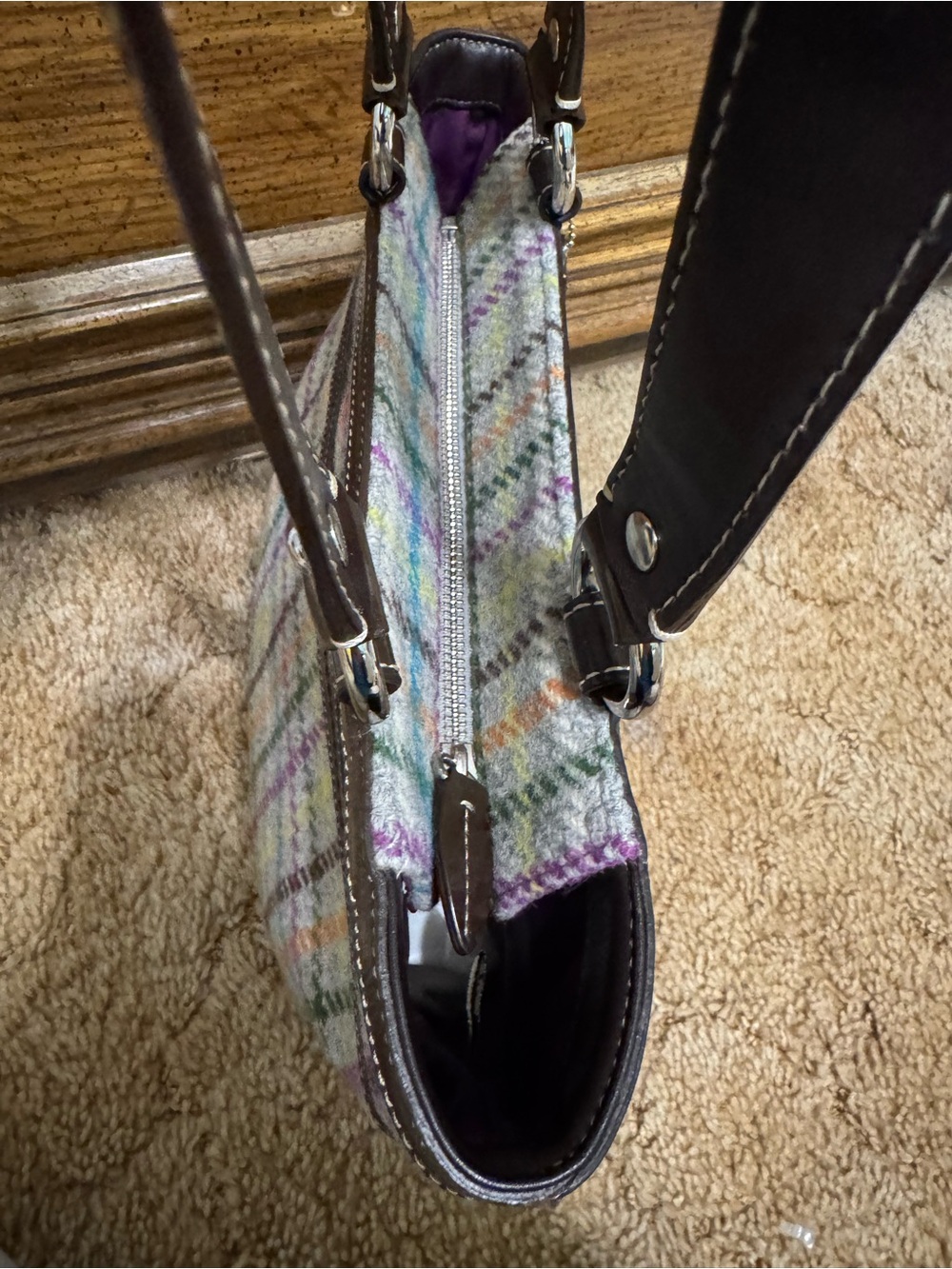 Coach Penelope Tattersall Plaid Wool Tweed Tote - Picture 3 of 9